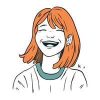 vector ilustración de un contento rojo peludo niña con un abierto boca.