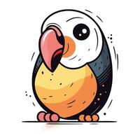 Cute cartoon parrot. Vector illustration isolated on white background.