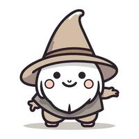 Cute Wizard Character Vector Illustration. Cute Wizard Character Design.