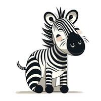 Cute cartoon zebra. Vector illustration isolated on white background.