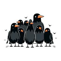 Cute penguins isolated on a white background. Vector illustration.