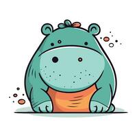 Cute hippopotamus. Vector illustration of a cartoon animal.