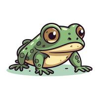 Cute cartoon frog isolated on white background. Vector stock illustration.