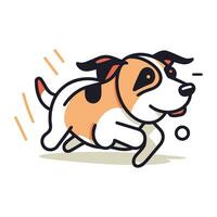 linda dibujos animados perro corriendo y saltando vector ilustración en garabatear estilo.
