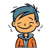 Smiling boy with closed eyes. Vector illustration in cartoon style.