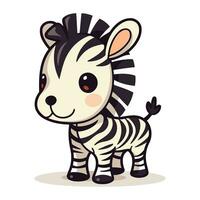 Cute cartoon zebra. Vector illustration isolated on white background.