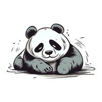 Panda bear sleeping in the water. Hand drawn vector illustration.