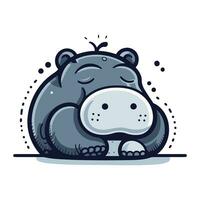 Hippopotamus. Cute cartoon animal. Vector illustration.