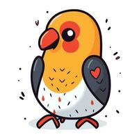 Cute cartoon parrot. Vector illustration in flat style. Isolated on white background.