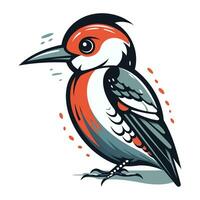 vector imagen de un rojo Respaldados pájaro carpintero en un blanco antecedentes