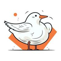 Vector illustration of a seagull on a white background. Flat style.
