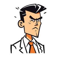 Vector illustration of a man in a suit with a headache. migraine.