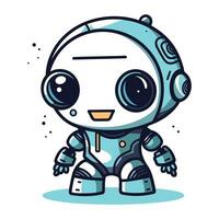 Cute little robot. Vector illustration. Isolated on white background.