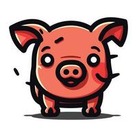 Cute cartoon pig. Vector illustration. Isolated on white background.