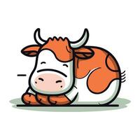 Cute cartoon cow. Vector illustration. Isolated on white background.