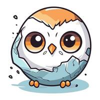 Cute owl peeking out of an egg. Vector illustration.