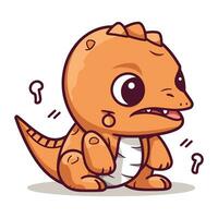 cute little dinosaur with question mark. Cute cartoon dinosaur. Vector illustration.