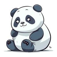 Cute cartoon panda sitting on the ground. Vector illustration.