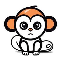 Monkey Cartoon Mascot Character Vector Illustration. Cute Animal Face