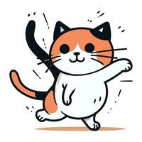 Cute cat running vector illustration. Cute kitty character.