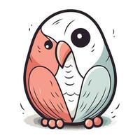 Cute cartoon parrot. Vector illustration isolated on white background.