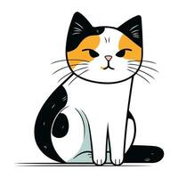 Cute cat sitting on a white background. Vector illustration in cartoon style.