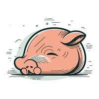 Vector illustration of a cute cartoon pig. Isolated on white background.