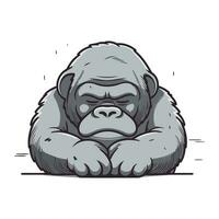 Vector illustration of a gorilla in cartoon style isolated on white background.