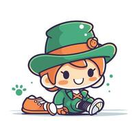 Leprechaun boy with leprechaun hat and boots vector
