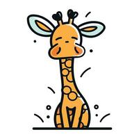 Cute cartoon giraffe. Funny animal. Flat vector illustration.