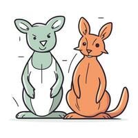 Cute kangaroos. Cartoon animals. Vector illustration.