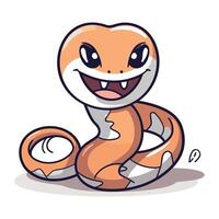 Smiling cartoon snake. Vector illustration. Isolated on white background.