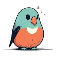 Vector illustration of cute cartoon parrot. Isolated on white background.