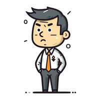 Businessman feeling angry and furious. Vector illustration in cartoon style.