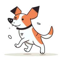 Jack Russell terrier es correr. vector ilustración en dibujos animados estilo.