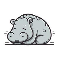 Cute hippopotamus isolated on white background. Vector illustration.