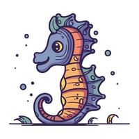 Sea horse icon. Colorful vector illustration in doodle style