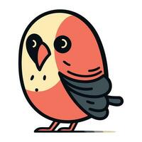 Cute cartoon bullfinch. Vector illustration on white background.