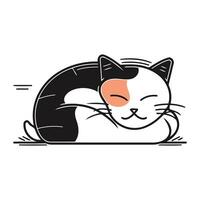 Cute cat lying on the ground. Vector illustration in cartoon style.