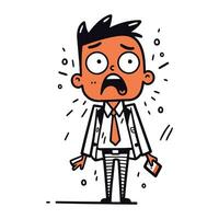 Upset cartoon businessman with a briefcase. Vector illustration.