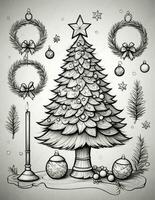 gráficos colorante página con Navidad árbol foto
