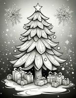 graphics  coloring page with christmas tree photo