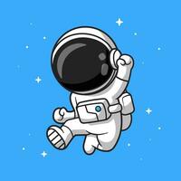 contento astronauta saltando dibujos animados vector icono ilustración. Ciencias tecnología icono concepto aislado prima vector. plano dibujos animados estilo