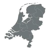 Netherlands map. Map of holland in administrative regions grey color vector