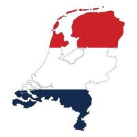 Map of Netherlands with Netherlands national flag vector