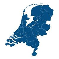 Netherlands map. Map of holland in administrative regions on blue color vector