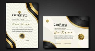 Set Luxury Certificate template with shadow effect on overlap layers and cream color on pattern background. For award, business, and education needs. vector illustration