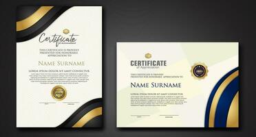 Set Luxury Certificate template with shadow effect on overlap layers and cream color on pattern background. For award, business, and education needs. vector illustration