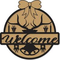 Merry christmas wooden Welcome sign  cute collection vector