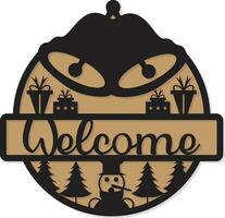 Merry christmas wooden Welcome sign  cute collection vector